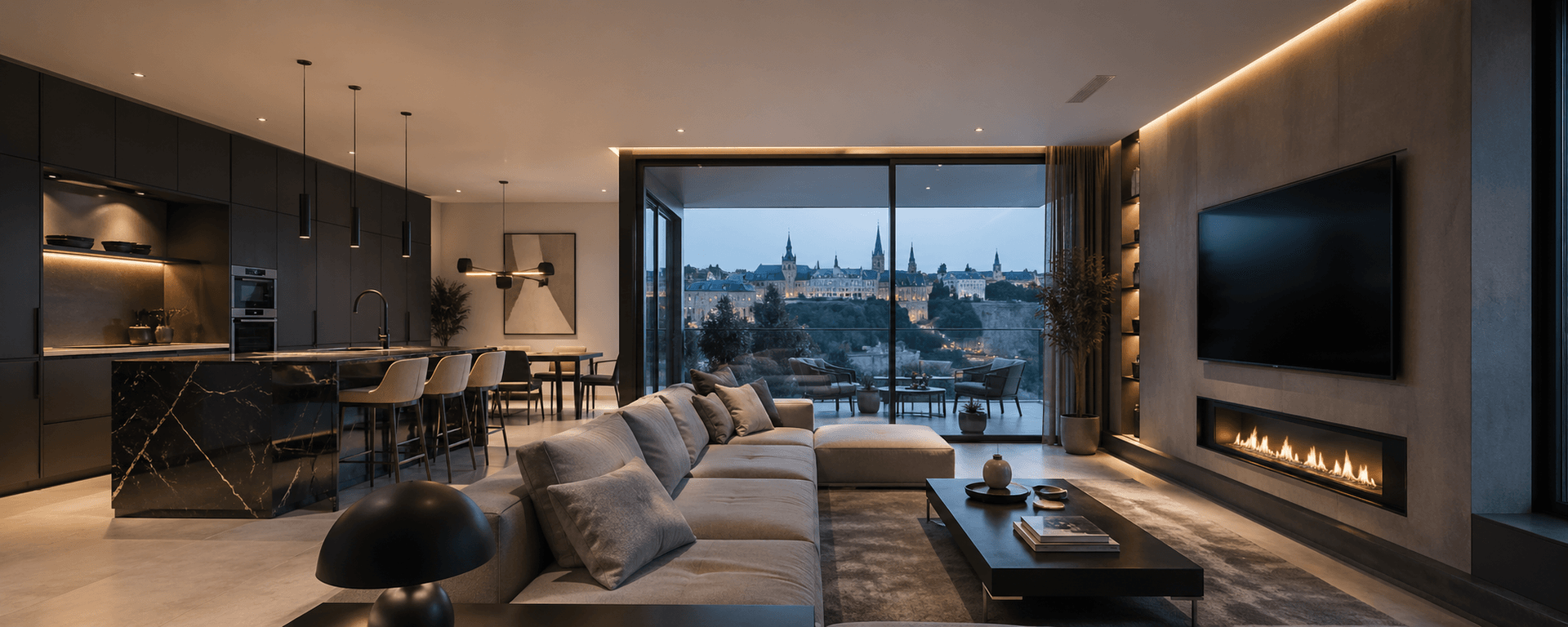 Verrière atelier en aluminium noir mat avec rupture de pont thermique installée dans un appartement à Kirchberg Luxembourg
